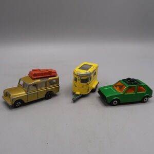 LESNEY 70s Matchbox Superfast Volkswagen Green Pony trailer Land Rover Toy Lot